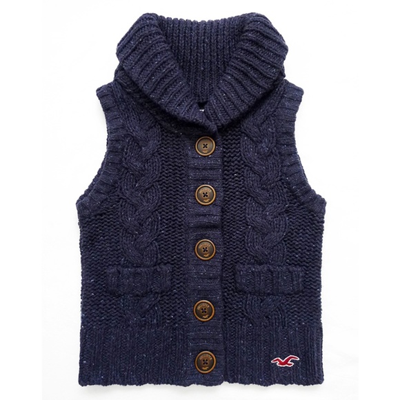 Hollister Sweaters - Shawl Collar Button Cotton/Wool Sweater Vest Jr S